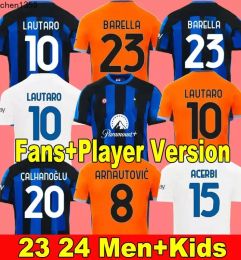 23 24 Ma1glia Interses Milans Soccer Jerseys Kid Kit Finale de voet Lukaku. DZEKO LAUTARO 2023 2024 IM MAGlie Voetbalshirt Training 115 jaar Verjaardag Special