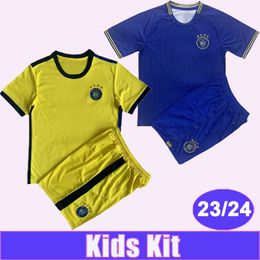 23 24 Maccabi Tel Aviv Kids Kit Voetbalshirts ZAHAVI BITON COHEN MILSON SABORIT Thuis Uit Voetbalshirt Kort Kind pak Uniformen