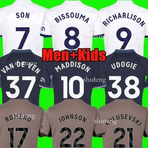 23 24 Maddison Son Soccer Jerseys Romero Kulusevski Richarlison Kulusevski 2023 2024 Van de Ven Bissouma Johnson Tottenham Kit de football Kit Spurs Top 48