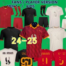 23 24 Maglia Cuarta cuarta camiseta de fútbol Kit para niños 2023 2024 Home Away Third 3rd Red Football Shirt de Calcio Maglietta Versión de jugador Pellegrini Abraham Dybala