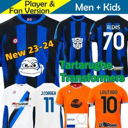 23 24 MAGLIA Inters Milans Soccer Jerseys Turtles Transformers Tartarughe Special 2024 Men de football Shirts Kits Kits Alexis Lautaro Calhanoglu Barella Thuram
