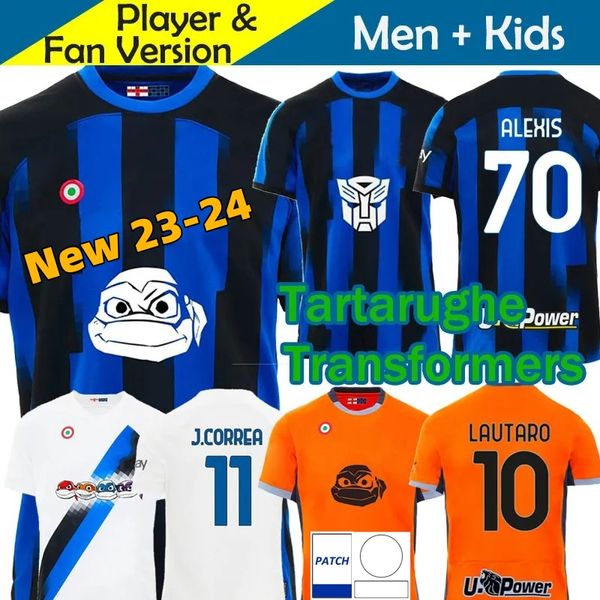 23 24 Maglia Inters MIlans Soccer Jerseys Turtles Transformers TarTARugHE Spécial 2024 Hommes Football Shirts Kid Kits ALEXIS LAUTARO CALHANOGLU BARELLA THURAM