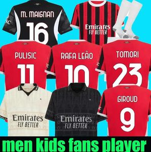 24 25 Maglia Milan Giroud Rafa Lea Pulisic 4th Soccer Jersey Kid Kit 2023 2024 Home Away 3rd Football Shirts Calcio Maillot Tomori Theo Pleasures Quatrièmement