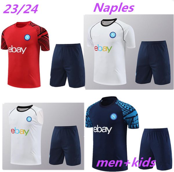 23 24 Maglia Napoli Costume à manches courtes Maillots de football 23 24 Enfants SSC Napoli Jogging Manches courtes Strike Drill Chemise d'entraînement de football Maillot de football pour hommes