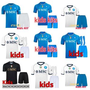 23/24 Maglia Napoli camisetas de fútbol Kit para niños Nápoles Camiseta de fútbol de la Liga de Campeones visitante Cuarto Hogar Tercero OSIMHEN LOBOTKA SsC