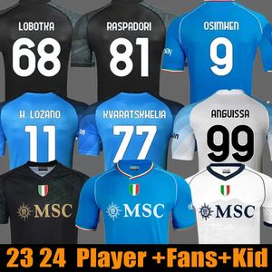 23 24 Maglia Napoli Soccer Jerseys Naples OSIMHEN KVARATSKHELIA ANGUISSA MARADONA SSC Saint Valentin Halloween Troisième 2023 2024 Kit enfants Fans Joueur Maillot de football