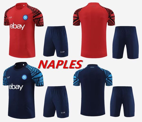 23 24 Combinaison d'entraînement de football Maglia Napoli 2023 2024 Kit enfants Manches courtes Entraînement de football Naples Survêtement OSIMHEN