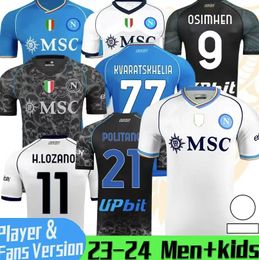 23/24 Maglia Napoli T-shirt Soccer Jerseys Kid Kit Naples Away Champions League Football Shirt Fouth Home Third Player Version Halloween Special Edition Osimhen