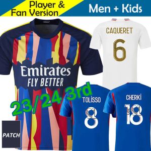 23 24 Maillot LyON 3ème maillots de football OlympiQUE LYONNAis Foot Kit enfants 2023 2024 Maillot de football à domicile Version joueur AOUAR CHERKI TOLISSO M.BALDE JEFFINHO ALVERO