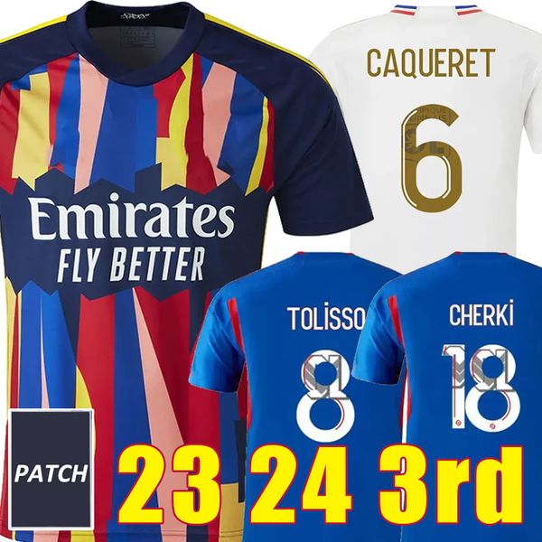 23 24 Maillot Lyon 3ème maillots de football Olympique Lyonnais Foot Kit enfants 2023 2024 Maillot de football à domicile Version joueur AOUAR CHERKI TOLISSO M.Balde JEFFINHO