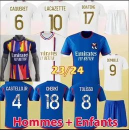 23 24 Jerseys de fútbol de Maillot Lyon 2023 2024 Olympique Lyonnais Ol Digital Cuarta Cuarta camisas Traore Memphis Men Football Shirt Kits Kits Equipo Bruno G