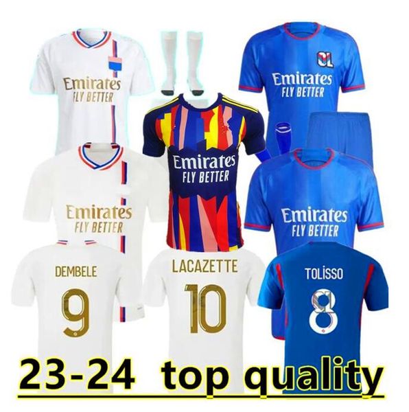 2023 24 Maillot Lyon Soccer Jerseys Olympique Lyonnais OL Numérique Quatrième Chemises TRAORE MEMPHIS Hommes Maillot de Football Kits Enfants Équipement BRUNO G66666