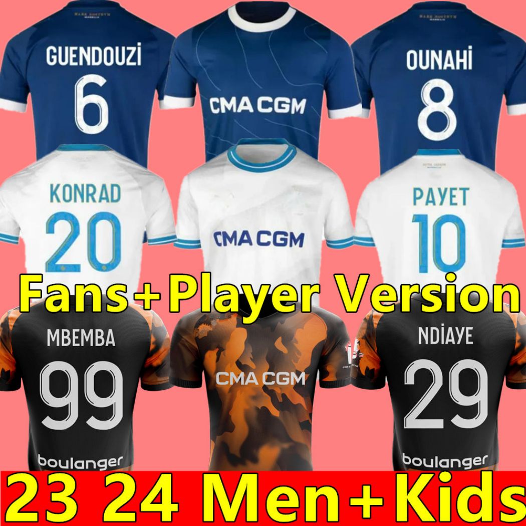23 24 Maillot Marsenles Futbol Forması Erkekler Futbol Gömlekleri Cuisance Guendouzi Alexis Payet Clauss Çocuklar Veretout Om Olimpik Vitinha Hayranları Oyuncu Jersey