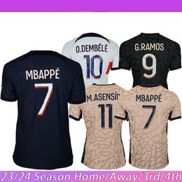 23/24 Paris Maillot MBAPPE Voetbalshirts 2023 2024 Maglia LEE KANG IN Thuis Uit Derde 3e Vierde Voetbalshirts HAKIMI VITINHA KOLO MUANI O.DEMBELE G.RAMOS