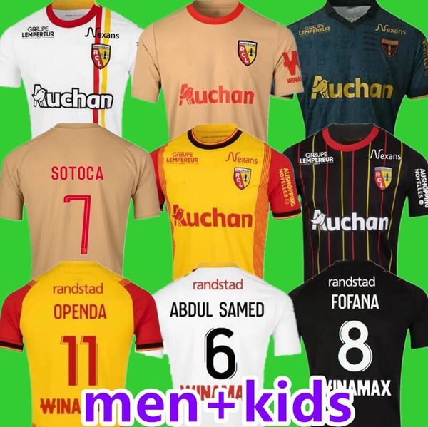 23 24 Maillot RC LeNs Jerseys de fútbol Kit para niños Liga de Campeones Camisetas de fútbol Foot Home Away Tercero 2023 2024 Foot SOTOCA PEREIRA FOFANA Danso Sotoca Negro Blanco