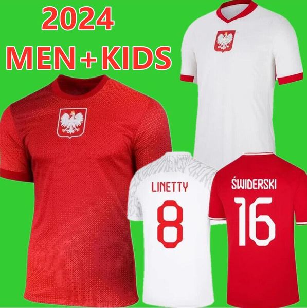 2024 2025 Nouvelle-Pologne Lewandowski Soccer Jerseys Polonia 23 24 Krychowiak Grosicki Zielinski Milik Zalewski Szymanski Grosick Polish Football Shirt Kid Kit Kit