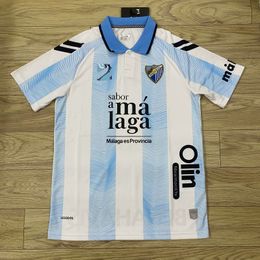 23 24 Malaga CF T-shirts pour hommes Été loisirs sport tissu respirant Badge broderie sports de plein air décontracté Chemise professionnelle S-2XL