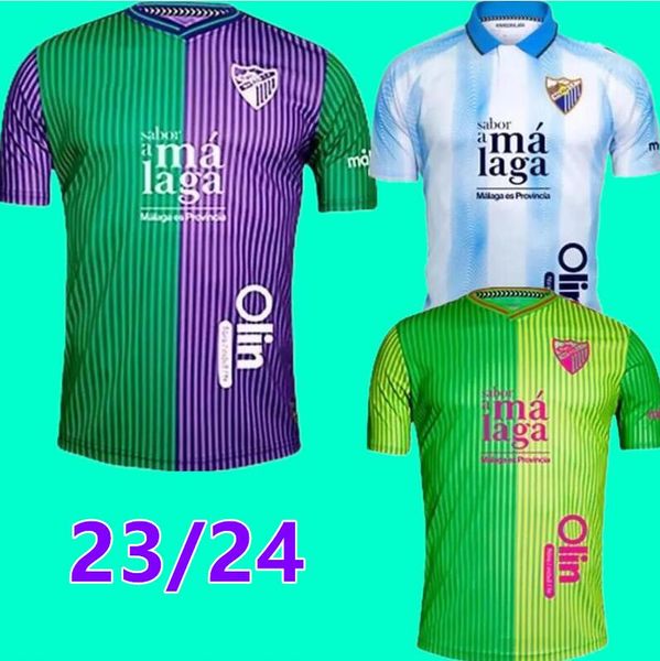 23 24 Malaga Mens Soccer Jerseys Bustinza M. Juande Ramon Febas Alex Gallar Fran Sol Munoz Home Away 3rd Football Shirts Short Sleeve Uniforms 9899