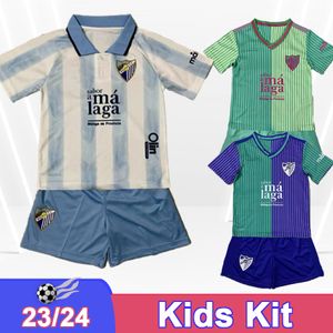 23 24 Malaga Ramon Kid Kit Soccer Jerseys Juande Luis Febas Munoz Fran Sol Chavarria Home Away 3rd Child Football Shirts Courte