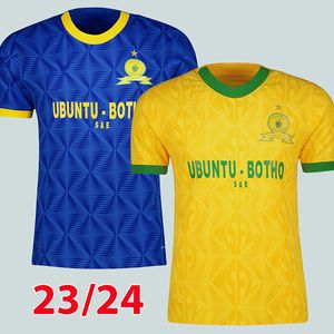 23 24 Mamelodi Sundowns Soccer Jerseys Accueil Jaune Bleu Chemises de football à manches courtes Kits pour hommes 2023 2024
