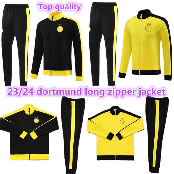 23 24 homme Borussia veste de survêtement adulte Soccer Sets longue fermeture à glissière Dortmund costume d'entraînement ensemble de football Survetement 2023 2024 hommes Survêtements