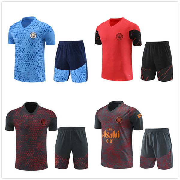 23 24 Hombre camisetas de fútbol CITY Chándal de fútbol Mangas cortas Pantalones largos HAALAND DE BRUYNE 2023 2024 MANS CITIES Traje de entrenamiento Grealish Mahrez Traje deportivo Hombres Kit para niños