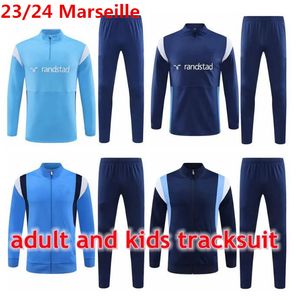 23 24 Marseille hommes enfants ensembles de veste de survêtement de football Survetement 2023 2024 maillot de pied MILIK PAYET football vestes à glissière complètes survêtement kit de jogging