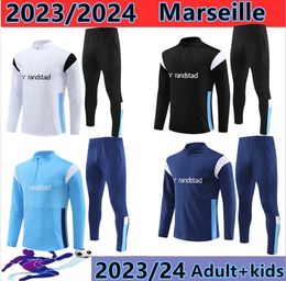 23/24 Marseille TrasckSuit Men and Kids Set Football Soccer Training Suit 2023/2024 Alexis Om survivant Maillot Foot Chandal