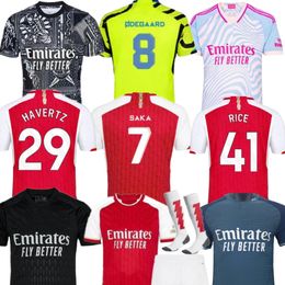 RICE SAKA Gunners voetbalshirts 23 24 ODEGAARD HAVERTZ MARTINELLI G. JESUS NKETIAH ZINCHENKO SALIBA TROSSARD Fan S-4XL voetbalshirt heren kinderkit