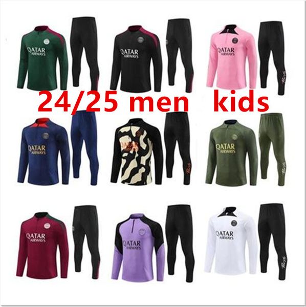 21 22 23 24 25 PPSG MBAPPE Soccer Jersey Track Situit 19 20 Traje de entrenamiento de fútbol de París retro de manga larga Sergio Ramos Verratti Icardi Mbappe O.Dembele Kids adultos