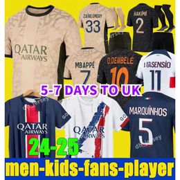 24 25 MBAPPE Camisetas de fútbol WIJNALDUM SERGIO HAKIMI Psgs Cuarto Maillots De Adultos y Niños Camiseta de fútbol ICARDI VERRATTI Tercer 4TO