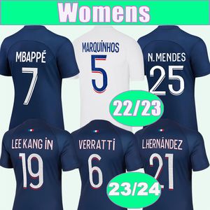 23 24 MBAPPE Femmes Maillots de Football 22 23 KIMPEMBE SERGIO RAMOS Domicile 3ème Maillot de Football VERRATTI DRAXLER ICARDI Lady Uniformes Adultes