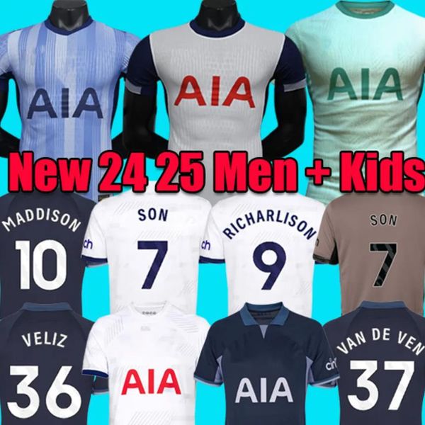 23 24 Spurs Soccer Jerseys Maddison fils Romero Kulusvski Richarlison Kulusvski 2023 2024 Van de Ven Bissouma Johnson Kit de football Shirt Top Men Kids sets