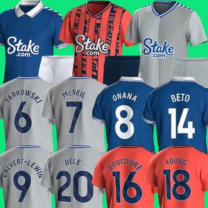 23 24 McNEIL ONANA BETO Everton Soccer Jersey TARKOWSKI Maillot de football 2023 2024 GRIS DOUCOURE MYKOLENKO Hommes Enfants Enfants 94 95 Rétro Vintage