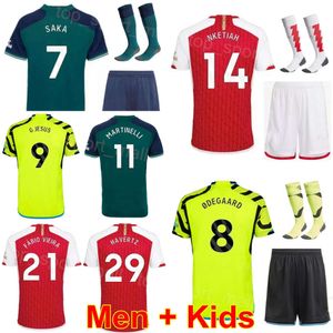 23-24 Hombres Niños Arsen Soccer Jerseys Set Club 7 SAKA 8 ODEGAARD 14 NKETIAH 21 VIEIRA 11 MARTINELLI 9 JESÚS 6 GABRIEL 2 SALIBA 29 HAVERTZ 4 BLANCO 41 ARROZ Kits de camiseta de fútbol