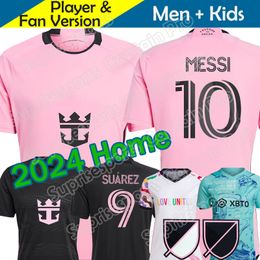 23/24 Messis Miami Suarez Soccer Jerseys Interse Kids Kit 2023 2024 Derde thuis weg voetbalshirt Dames intermiami-speler Martinez Sergio Luis Plus Size 4xl Pre-Match