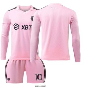 23-24 Miami Home Automne/Hiver manches longues 10 Messis Maillot de Football Ensemble Adulte et Enfant Maillot