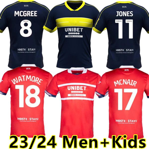 23 24 Middlesbrough Soccer Jerseys 2023 2024 Tavernier Payero Howson Mcnair AKPOM CLARKE FRY FORSS LENIHAN Maillot de football Uniformes Hommes Enfants Kits Uniformes