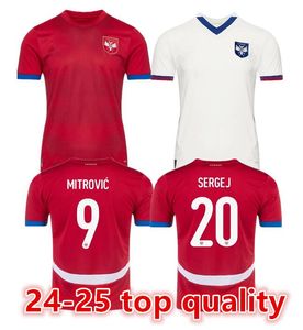 2024 2025 Servië Soccer Jerseys 2024 2025 Milivojevic Mitrovic Tadic Jovic Kolarov Kostic Vlahovic Sergel Matic National Football Team Uniformen Men Shirts