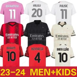 23 24 Milans Ibrahimovic Giroud Soccer Jerseys 2023 Pulisic Theo Tonali Rafa Lea Reijnders Shirt Romagnoli S.Castillejo Reijnders Loftus-Chee Football Uniforme xxl