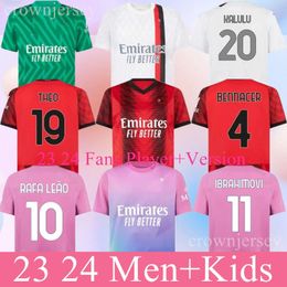 23 24 MILANS IBRAHIMOVIC GIROUD Maillots de football PULISIC THEO TONALI REIJNDERS Chemise ROMAGNOLI RAFA LEAO S.CASTILLEJO REIJNDERS vente en ligne uniforme de football