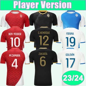 23 24 Maillots de football pour hommes Monaco FOFANA BEN YEDDER GOLOVIN C. HENRIQUE ZAKARIA M. CAMARA VANDERSON Maillots de football pour joueurs à domicile