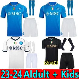 23 24 NAPOLI KVARATSKHELIA Voetbalshirts Maglia Napels 2023 2024 Volwassen pak Kinderen Kit heren Voetbalshirt H.LOZANO SIMEONE SSC Maillots de foot MARADONA OSIMHEN ELMAS