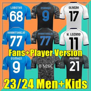 23 24 Maillots de football de Naples 2023 2024 Chemise de Naples spéciale Halloween KVARATSKHELIA MINJAE Maillot Naples Kid ZIELINSKI H.LOZANO OSIMHEN POLITANO Maillots de football.