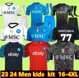 23 24 Napoli Camisetas de fútbol Maglia Nápoles 2023 2024 Portero ZIELINSKI ANGUISSA OLIVERA KVARATSKHELIA Hombres Niños Kits FÚTBOL S