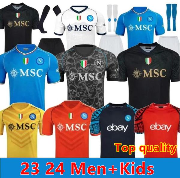 23 24 Napoli Soccer Jerseys Maglia Naples Enfants Hommes Football Chemise H.LOZANO Chemise spéciale SIMEONE SSC 2024 Napoli Maillots de foot MARADONA OSIMHEN ELMAS Maillot de football