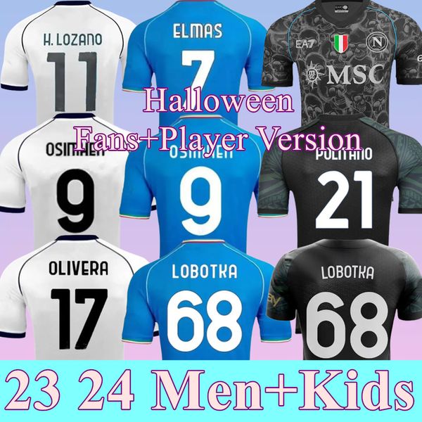 23 24 NAPOLI camisetas de fútbol Maglia Nápoles 2023 2024 ZIELINSKI KVARATSKHELIA NIÑOS CAMPIONI D'ITALIA Partido de Halloween CAMISETA DE FÚTBOL OSIMHEN LOZANO SSC Napoli