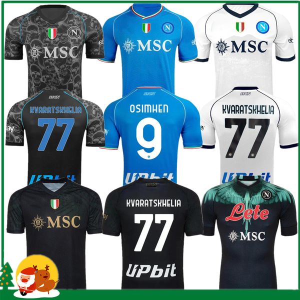 23 24 Napoli camisetas de fútbol Maglietta OSIMHEN INSIGNE 2023 2024 Nápoles Politano Di Lorenzo MAGLIA MERTENS Maradona MILIK KVARATSKHELIA Hombres Niños Kit Fútbol