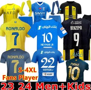 23/24 NEYMAR JR Al Nassr FC Ronaldo Maillots de football Hommes Enfants Kital Hilal Uniforme CR7 Garçons Football Shiirt BENZEMA Fans Player Version Jersey