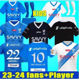 23 24 Neymar Jr Mitrovic Hal Ilal Saudi Soccer Jerseys 2023 2024 Neves Sergej Salem Football Shirt Malcom Home Third 3rd Jerseys Abdullah Men Kids Kit Kit Set Uniforms